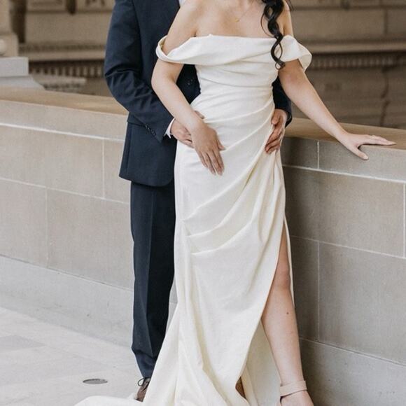 HOUSE OF CB 'Delphine' Ivory Draped Corset Bridal Gown Size S Small NWOT - Picture 6 of 16